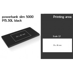 * Power Bank Batterie de secours, Slim 5000 mAh, noire, logo LED blanche