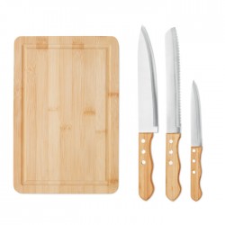 *Set de planche à découper en bambou avec 3 couteaux aiguisés