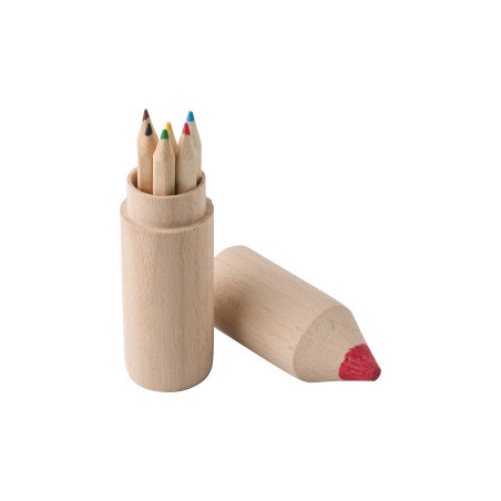 TUBE en bois avec 6 crayons